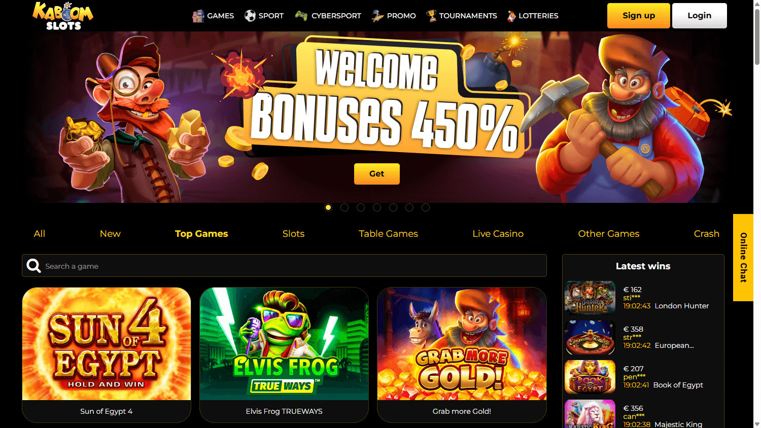 KaboomSlots Casino Desktop screenshot